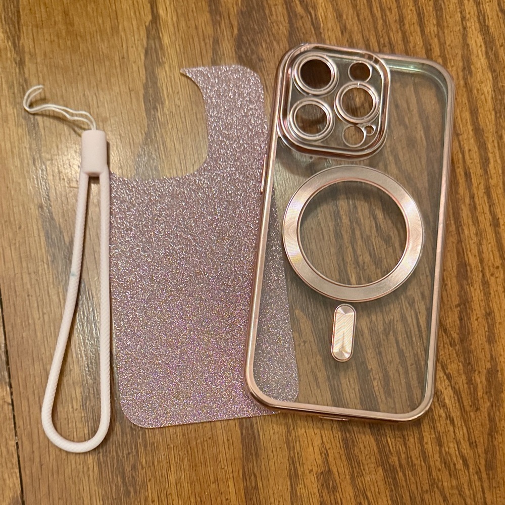 Clear Rose Gold Phone Case with Strap